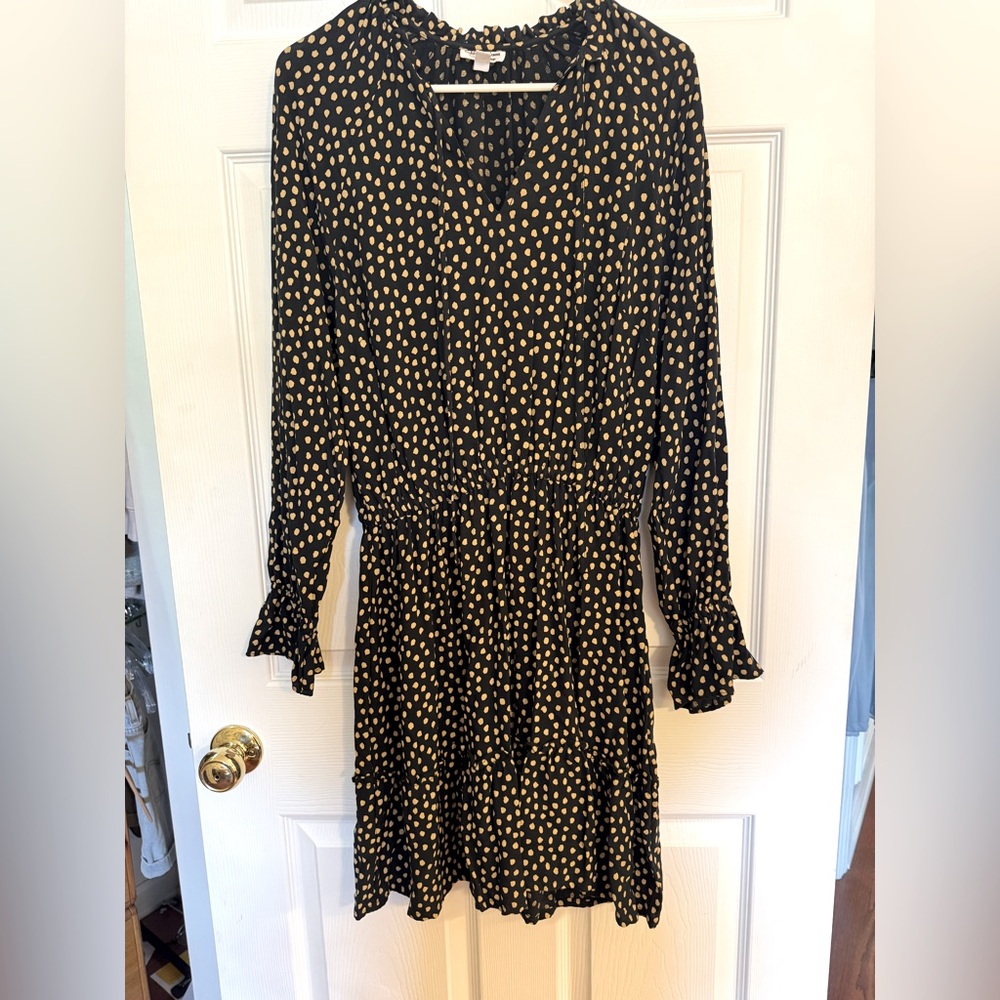 Black and Tan Polka Dot Dress
